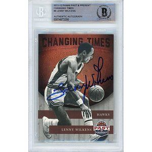 Lenny Wilkens Signed Sonics Past and Present Basketball Card Beckett Autograph